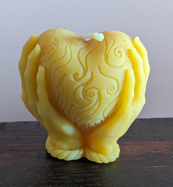 Heart and Hands Pure beeswax candle decorative